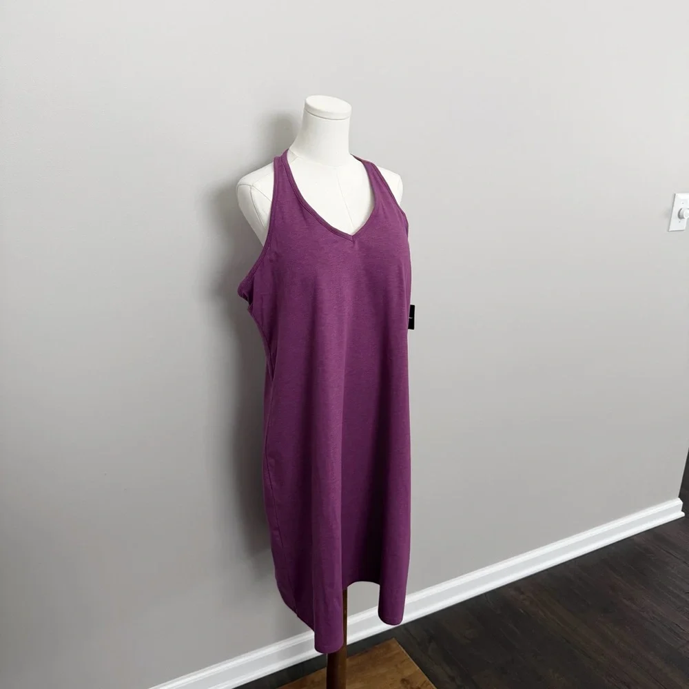Eddie Bauer Meadow Trail Tank Dress Shelf Bra Athletic Athleisure Purple Tall XL